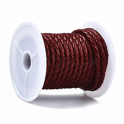 Braided Cowhide Leather Cord NWIR-N005-01A-6mm-1
