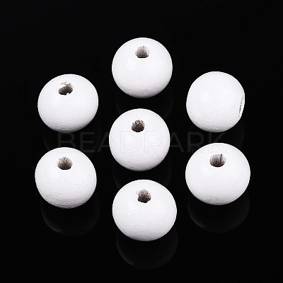 Spray Painted Round Natural Schima Wood Beads WOOD-A018-12mm-31-1