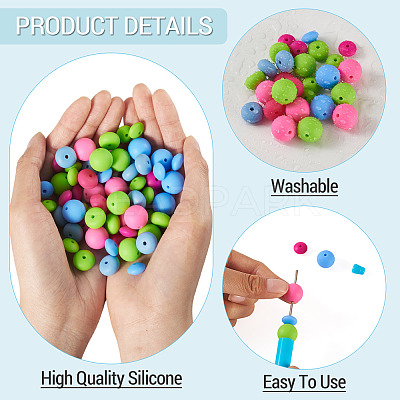 90Pcs 9 Styles Round Silicone Focal Beads SIL-TA0003-56-1
