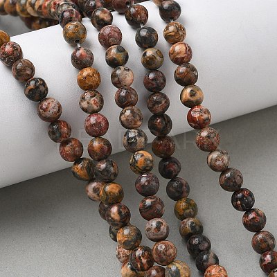 Natural Leopard Skin Jasper Beads Strands G-J358-05-6mm-1