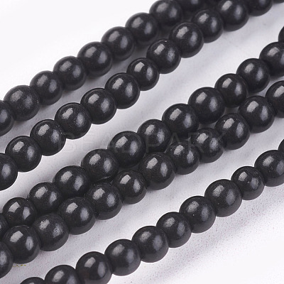 1 Strand Dyed Black Round Synthetic Turquoise Beads Strands X-TURQ-G106-4mm-02C-1
