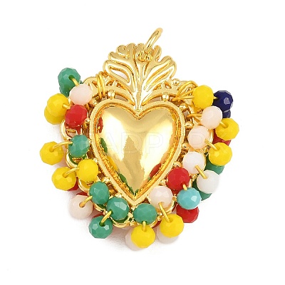 Alloy & Glass Seed Beaded Pendants GL-CBA96FD-01G-03-1