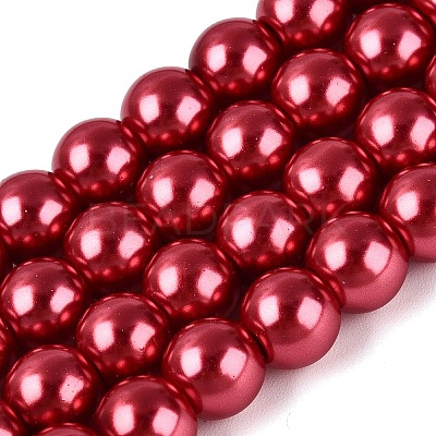 Baking Paint Pearlized Glass Pearl Round Bead Strands X-HY-Q330-8mm-51-1
