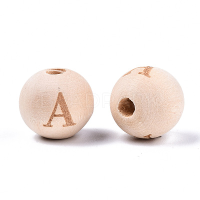 Unfinished Natural Wood European Beads WOOD-S045-143A-01-1