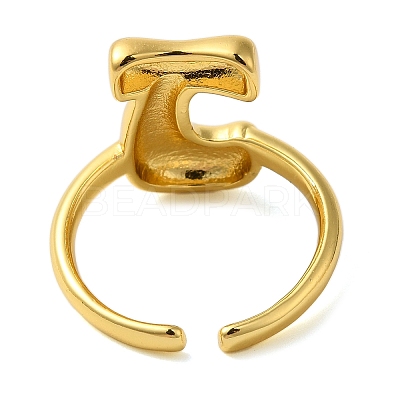 Initials Brass Open Cuff Ring for Women RJEW-N046-02J-G-1