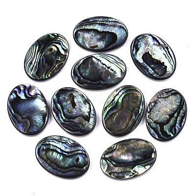 Natural Abalone Shell/Paua Shell Cabochons SSHEL-N034-73B-01-1