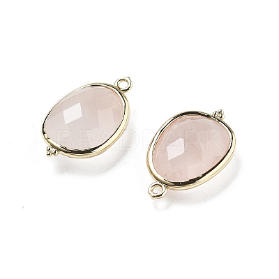 Natural Rose Quartz Faceted Oval Connector Charms G-H323-02G-13-1