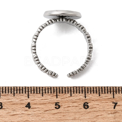 Flower 304 Stainless Steel Cuff Ring Components STAS-P454-05C-P-1