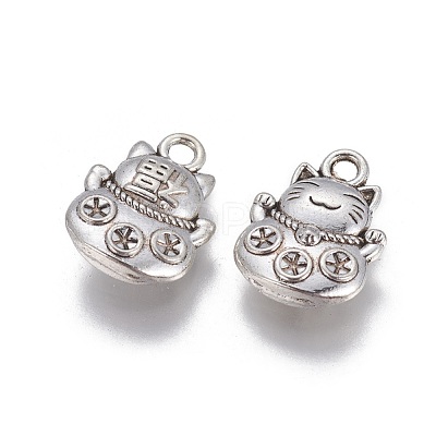 Tibetan Style Zinc Alloy Lucky Kitten Charms X-PALLOY-ZN63199-AS-1