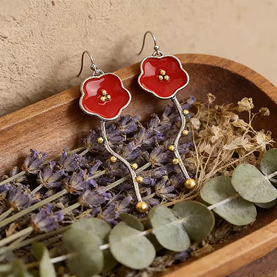 Alloy Enamel Dangle Earrings for Women WG98B65-01-1