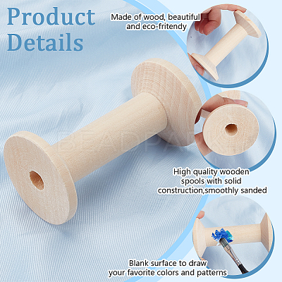 Wood Thread Bobbins TOOL-WH0155-140-1