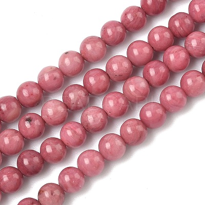 Natural Rhodonite Round Bead Strands G-G735-09-4mm-1