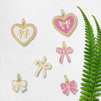 6Pcs 6 Styles Rack Plating Brass Enamel Charms KK-BBC0021-43-1