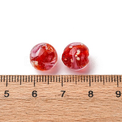 Luminous Handmade Glod Sand Lampwork Beads Strands LAMP-B028-03K-10mm-1
