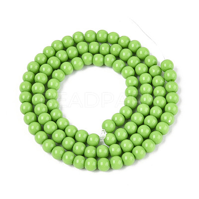 Opaque Solid Color Glass Beads Strands GLAA-N058-4mm-A01-1