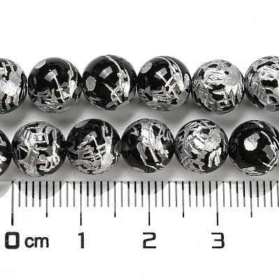 Natural Black Onyx Beads Strands G-C077-8mm-3B-1
