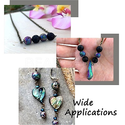 Electroplated Natural Lava Rock Beads Strands X-G-S352-30D-07-1