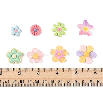 100Pcs 8 Styles Translucent & Opaque Resin Cabochons RESI-FS0002-32-1