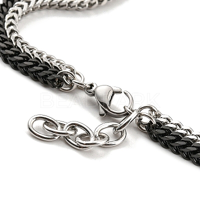Two Tone 304 Stainless Steel Wheat Chains Double Layer Multi-strand Bracelets BJEW-D030-08EB-1
