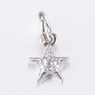 Brass Micro Pave Cubic Zirconia Charms ZIRC-E135-30P-1