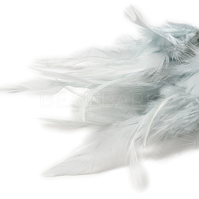 Natural Green Aventurine Chips Woven Net/Web with Feather Pendant Decoration WICH-PW0001-39D-1