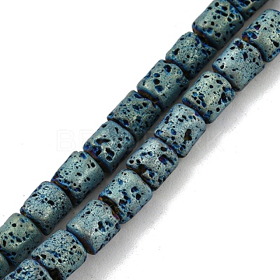 Electroplated Natural Lava Rock Beads Strands G-Z032-J04-12E-1