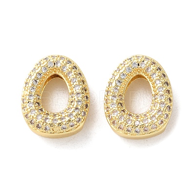 Rack Plating Brass Micro Pave Cubic Zirconia Slide Charms KK-C084-34G-O-1