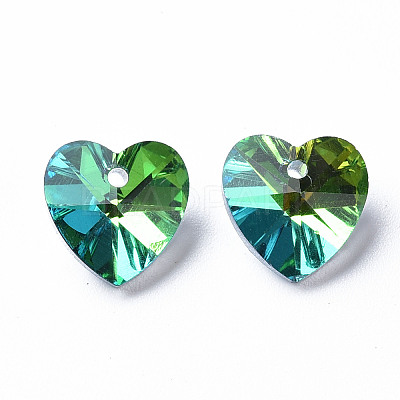 Heart Electroplated Glass Charms EGLA-N006-012A-1
