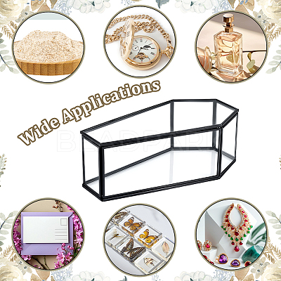 Coffin Brass Glass Decoration Box AJEW-WH0816-068-1