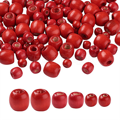 150Pcs 3 Styles Natural Wood Beads WOOD-TA0001-51-1