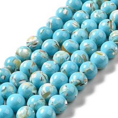 Synthetic Turquoise and Sea Shell Assembled Beads Strands G-D482-01E-07-1