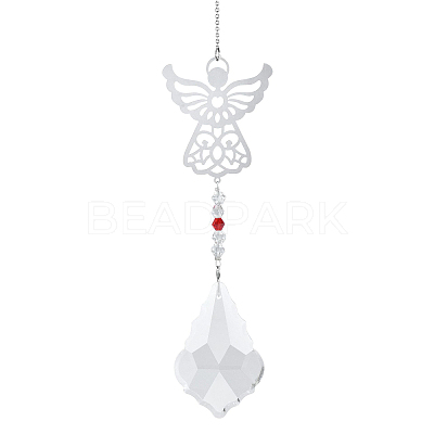 Teardrop Glass Hanging Suncatcher Pendant Decoration DJEW-PW0008-04A-1