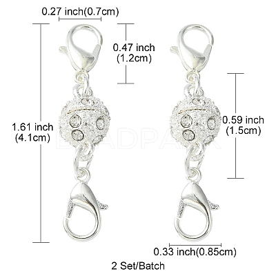 1Pc Alloy Crystal Rhinestone Magnetic Clasps ALRI-YW0001-11S-1