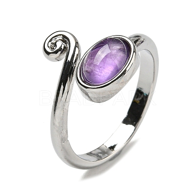 Natural Amethyst Adjustable Rings RJEW-K269-08P-04-1