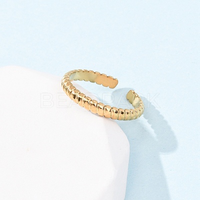 304 Stainless Steel Open Cuff Rings for Women RJEW-K309-11C-G-1