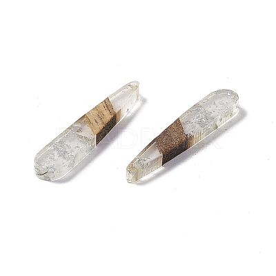 Transparent Resin & Walnut Wood Pendants RESI-M027-12F-1