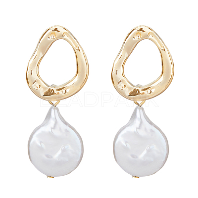1 Pair Shell Pearl Dangle Stud Earrings EJEW-FI0002-18-1