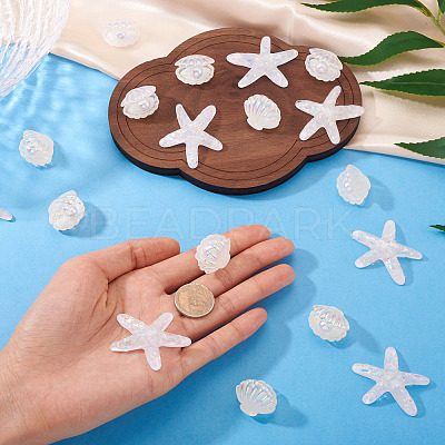 26Pcs 2 Styles UV Plating Ocaen Theme Transparent Resin Cabochons CRES-TA0001-54-1