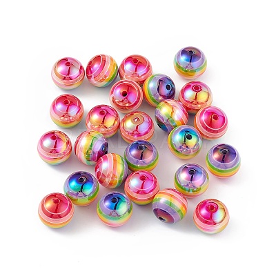 UV Plating Rainbow Iridescent Resin Beads X-RESI-I048-01E-1