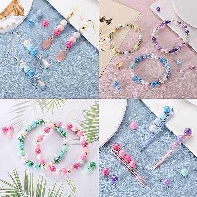 400Pcs 4 Colors Opaque Acrylic Beads MACR-SZ0001-79D-1