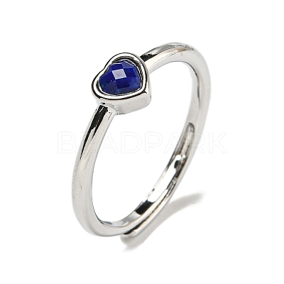 Heart Natural Lapis Lazuli Adjustable Rings RJEW-Q818-02P-03-1