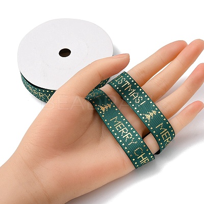 Flat Christmas Theme Polyester Grosgrain Ribbon OCOR-YWC0001-01A-03-1