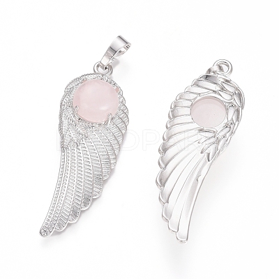 Natural Rose Quartz Pendants G-L512-P12-1