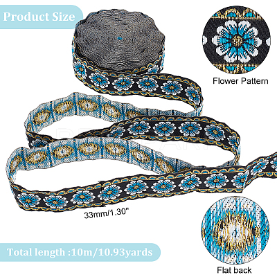 Polyester Ethnic Style Flower Embroidery Lace Ribbon OCOR-WH0067-48C-1