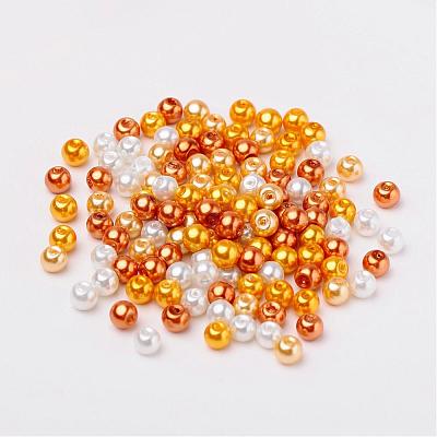 Caramel Mix Pearlized Glass Pearl Beads HY-X006-6mm-02-1