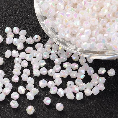 Bicone AB Color Plated Eco-Friendly Transparent Acrylic Beads TACR-A003-4mm-78-1