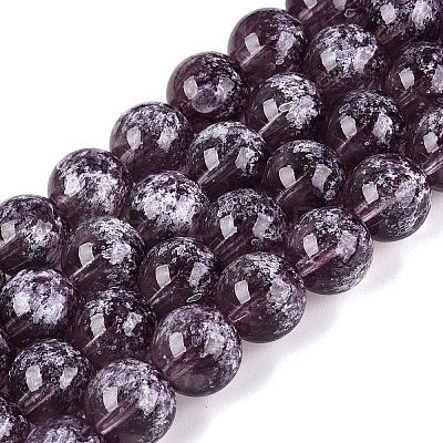Transparent Half Spray Painted Glass Beads Strands GLAA-Q110-02A-10-1
