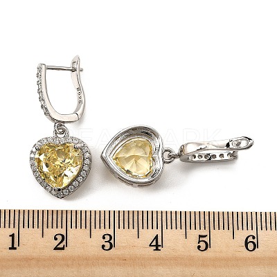 925 Sterling Silver Micro Pave Cubic Zirconia Dangle Hoop Earrings EJEW-F371-01C-02-1