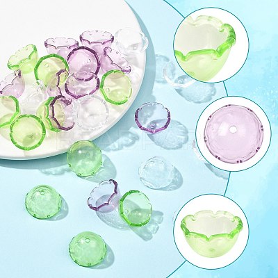 50Pcs 3 Colors Transparent Acrylic Bead Caps OACR-FS0002-45-1