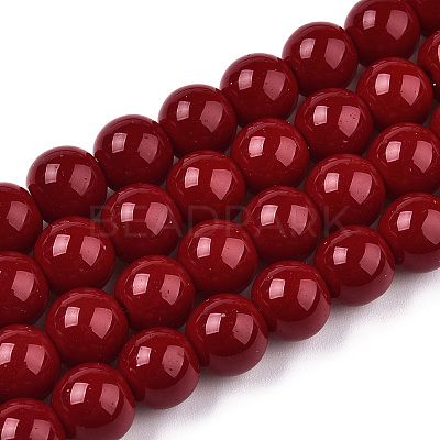 Opaque Solid Color Glass Beads Strands X-GLAA-T032-P8mm-05-1